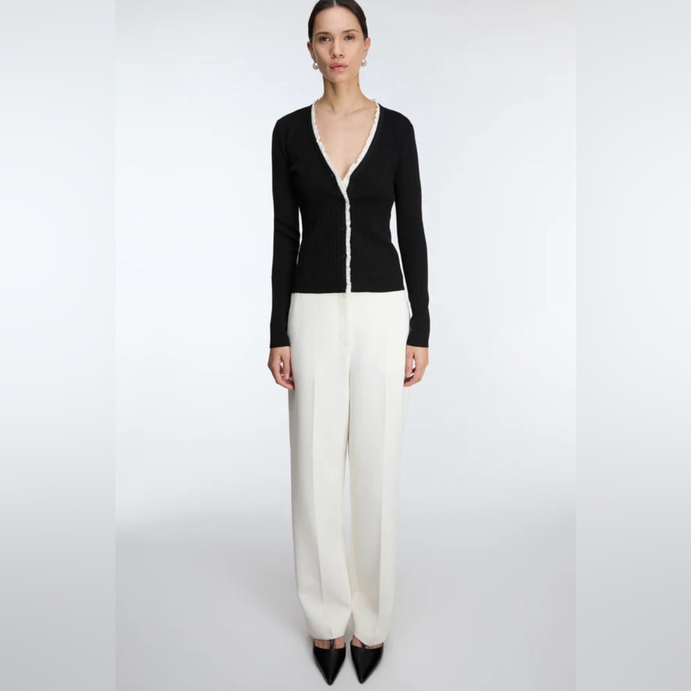 OAK + Fort Lace Trim Button Front Cardigan Size XS